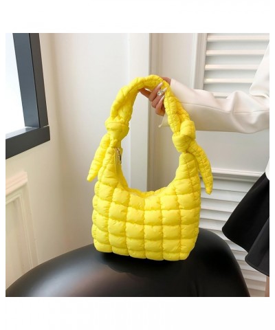 Women Puffy Shoulder Bag Versatile Padding Armpit Bag Soft Down Underarm Bag Lightweight Zipper Daily Dating Bag Yellow $9.34...