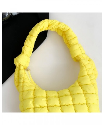 Women Puffy Shoulder Bag Versatile Padding Armpit Bag Soft Down Underarm Bag Lightweight Zipper Daily Dating Bag Yellow $9.34...