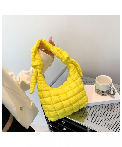 Women Puffy Shoulder Bag Versatile Padding Armpit Bag Soft Down Underarm Bag Lightweight Zipper Daily Dating Bag Yellow $9.34...