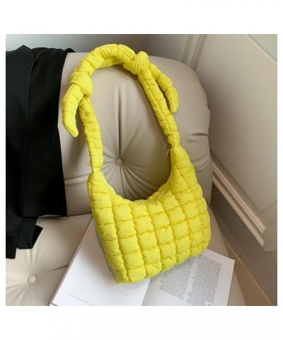 Women Puffy Shoulder Bag Versatile Padding Armpit Bag Soft Down Underarm Bag Lightweight Zipper Daily Dating Bag Yellow $9.34...