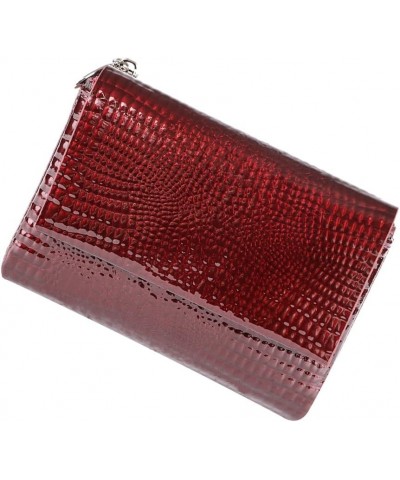 Genuine Leather Tri-Fold Small Wallet for Women, Vintage Multi Functional Coin Purse with Zipper (Wine Red) Wine Red $10.00 W...