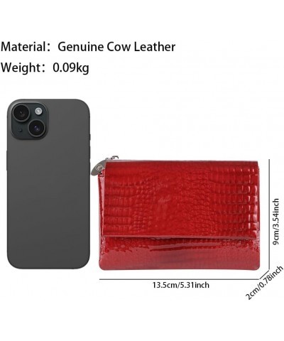 Genuine Leather Tri-Fold Small Wallet for Women, Vintage Multi Functional Coin Purse with Zipper (Wine Red) Wine Red $10.00 W...