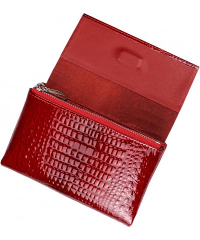 Genuine Leather Tri-Fold Small Wallet for Women, Vintage Multi Functional Coin Purse with Zipper (Wine Red) Wine Red $10.00 W...