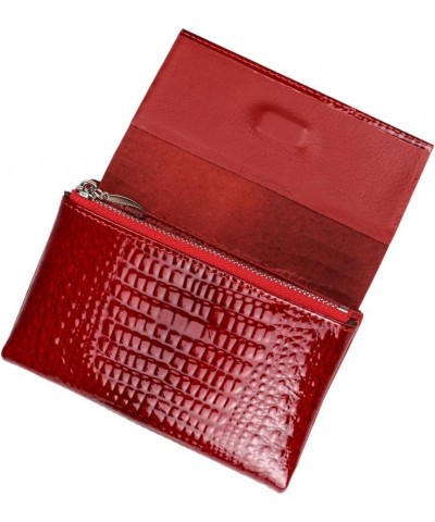 Genuine Leather Tri-Fold Small Wallet for Women, Vintage Multi Functional Coin Purse with Zipper (Wine Red) Wine Red $10.00 W...