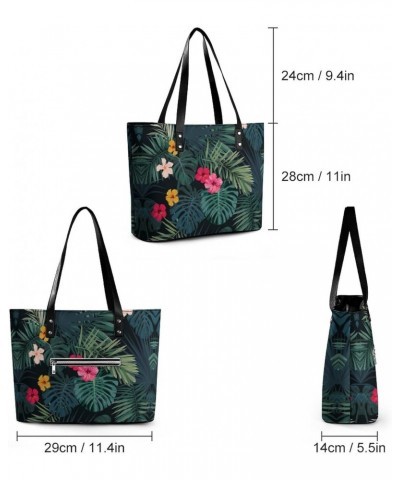 Hibiscus Floral Tropical Palm Pattern Printed Purses and Handbags for Women Vintage Tote Bag Top Handle Ladies Shoulder Bags ...