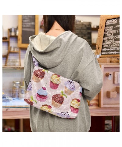 Women Boho Handbag Cherry Berry Sweet Cupcake Underarm Bag Tote Bag Shoulder Bag Crossbody Bag Fluffy Cell Phone Purse Patrio...