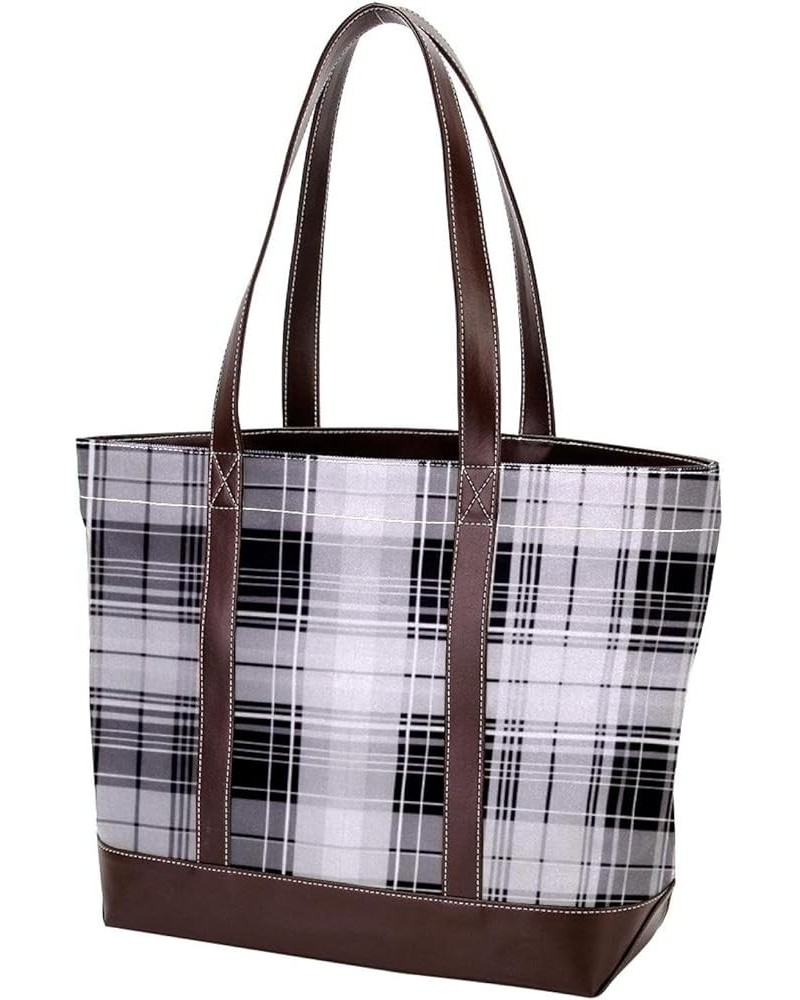 Tote Bag, Large Tote Bag, Women's Tote Handbags, Lattice Plaid Grid Gray, Tote Bags Women Design 12098 $23.99 Totes