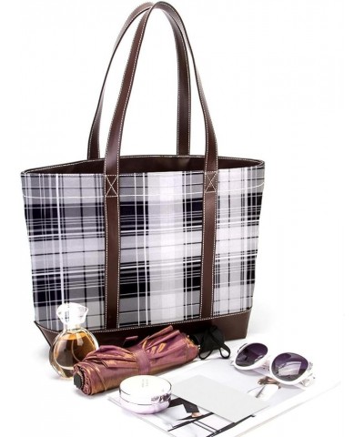 Tote Bag, Large Tote Bag, Women's Tote Handbags, Lattice Plaid Grid Gray, Tote Bags Women Design 12098 $23.99 Totes