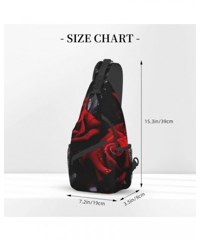 Red Rose Print Men'S Casual Crossbody Chest Bag - A Versatile Accessory For Everyday Use And Short Trips Black $21.27 Crossbo...