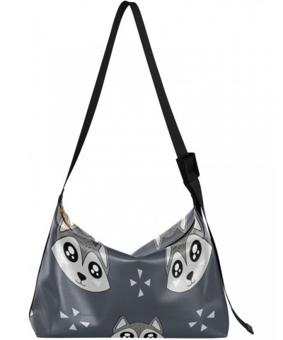 Fox Cartoon Grey Womens Sling Bags Crossbody Men Shoulder Bags Fall Cute Purse $15.95 Hobo Bags