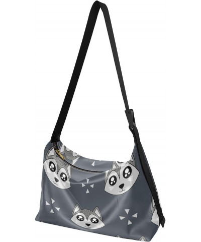 Fox Cartoon Grey Womens Sling Bags Crossbody Men Shoulder Bags Fall Cute Purse $15.95 Hobo Bags