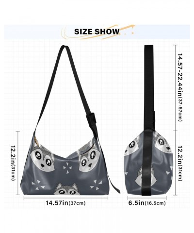 Fox Cartoon Grey Womens Sling Bags Crossbody Men Shoulder Bags Fall Cute Purse $15.95 Hobo Bags