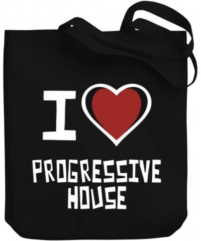 I love Progressive House Bicolor Heart Canvas Tote Bag 10.5" x 16" x 4 $22.79 Totes