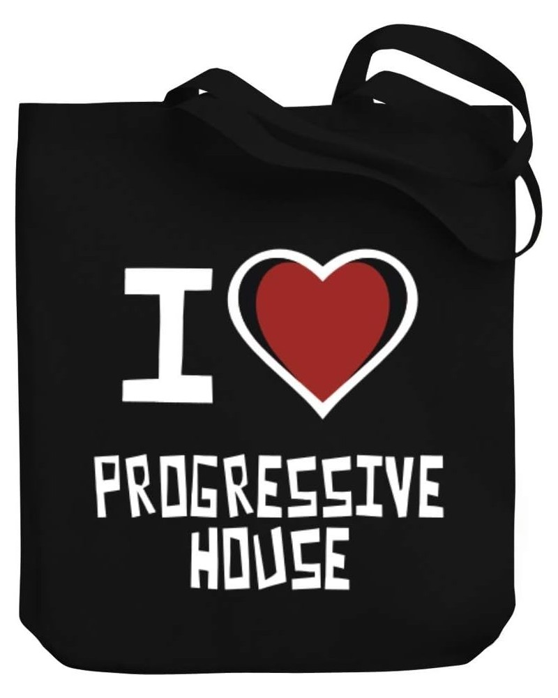 I love Progressive House Bicolor Heart Canvas Tote Bag 10.5" x 16" x 4 $22.79 Totes