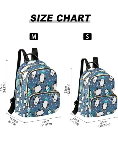 Winter Kawaii Penguin Pattern Mini Backpack Purse for Women, Cute Travel Backpack Fashion Backpack Lightweight Shoulder Bag S...