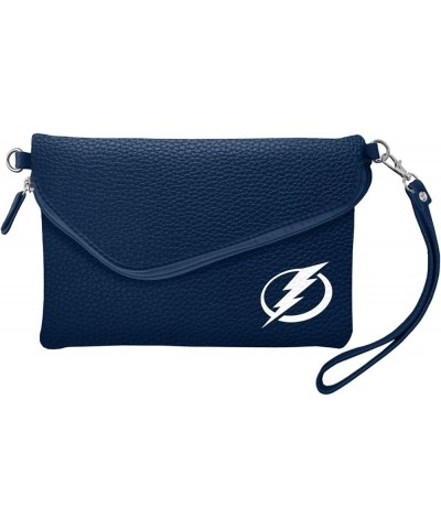 NHL Soft Pebble Fold Over Purse - Large Wristlet - includes Shoulder Strap Tampa Bay Lightning $9.63 Crossbody Bags