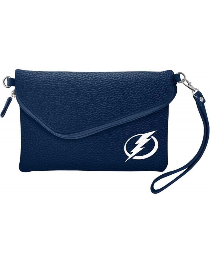 NHL Soft Pebble Fold Over Purse - Large Wristlet - includes Shoulder Strap Tampa Bay Lightning $9.63 Crossbody Bags