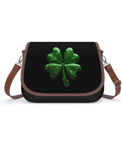 St Saint Patricks Day Shamrock Clover Women's PU Leather Purses Crossbody Shoulder Bag Messenger Bag $17.09 Shoulder Bags