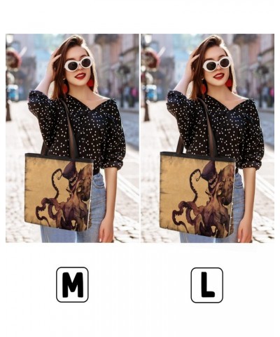 Vintage Octopus Animals Large Tote Bag For Women Shoulder Handbags with Zippper Top Handle Satchel Bags for Shopping Travel G...