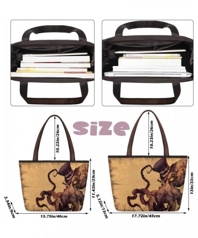 Vintage Octopus Animals Large Tote Bag For Women Shoulder Handbags with Zippper Top Handle Satchel Bags for Shopping Travel G...