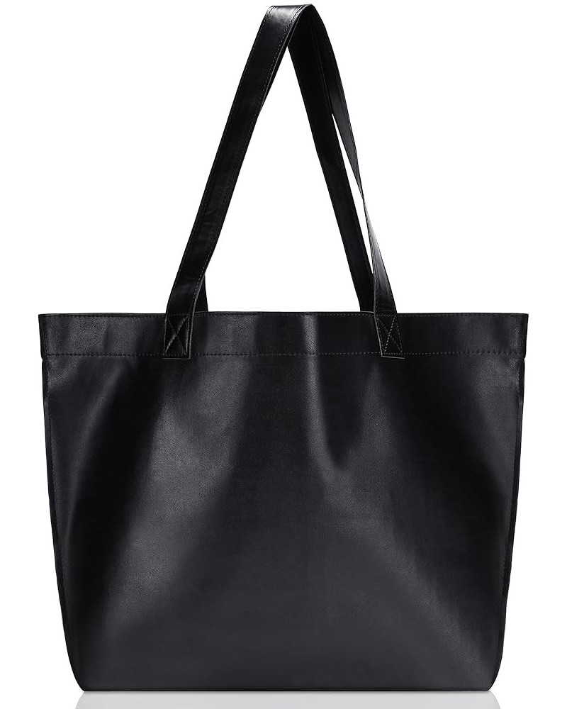 PU Leather Tote Bag Large Capacity Shoulder Bag for Women Work Bag for Girls, Teachers Black $5.82 Totes