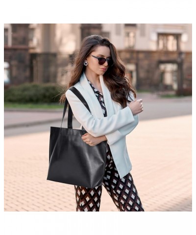 PU Leather Tote Bag Large Capacity Shoulder Bag for Women Work Bag for Girls, Teachers Black $5.82 Totes