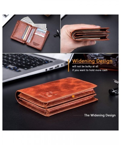 RFID Blocking Bifold Wallet For Men Genuine Leather Extra Capacity Mens Bifold Wallet With Widening Design QB027 $20.80 Wallets