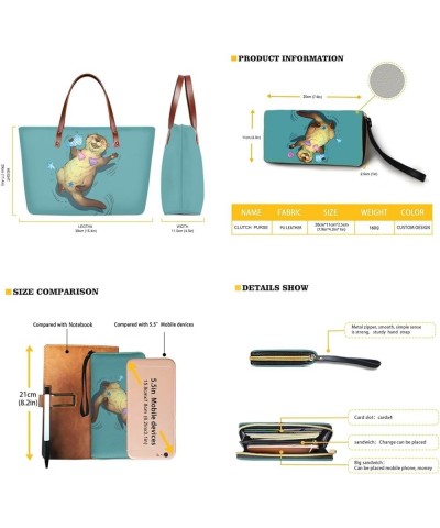 Handbags for Women Large Capacity Crossbody Totes with Wallet Clutch 2pcs Set Otters $29.76 Shoulder Bags