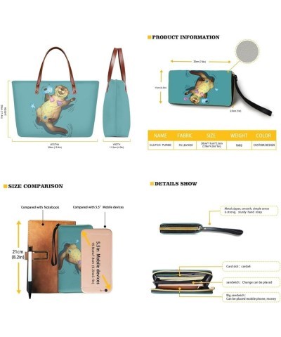 Handbags for Women Large Capacity Crossbody Totes with Wallet Clutch 2pcs Set Otters $29.76 Shoulder Bags