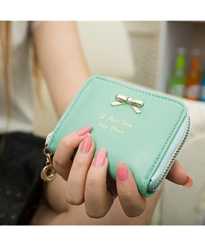 Women Girl Cute PU Leather Fold Mini Wallet Purse Card Case Holder (Panda) Bowknot Light Blue $10.14 Wallets