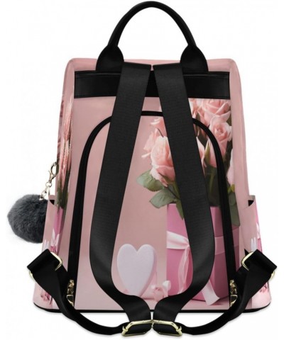 Valentine's Day Flowers Heart Womens Backpack Purse Travel Backpack Anti Theft Shoulder Bag Satchel Bags for Ladies Work Trav...