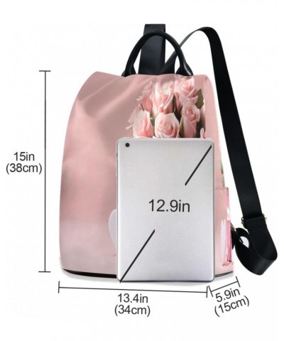 Valentine's Day Flowers Heart Womens Backpack Purse Travel Backpack Anti Theft Shoulder Bag Satchel Bags for Ladies Work Trav...