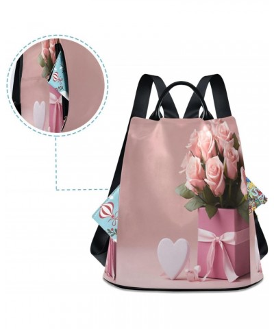 Valentine's Day Flowers Heart Womens Backpack Purse Travel Backpack Anti Theft Shoulder Bag Satchel Bags for Ladies Work Trav...