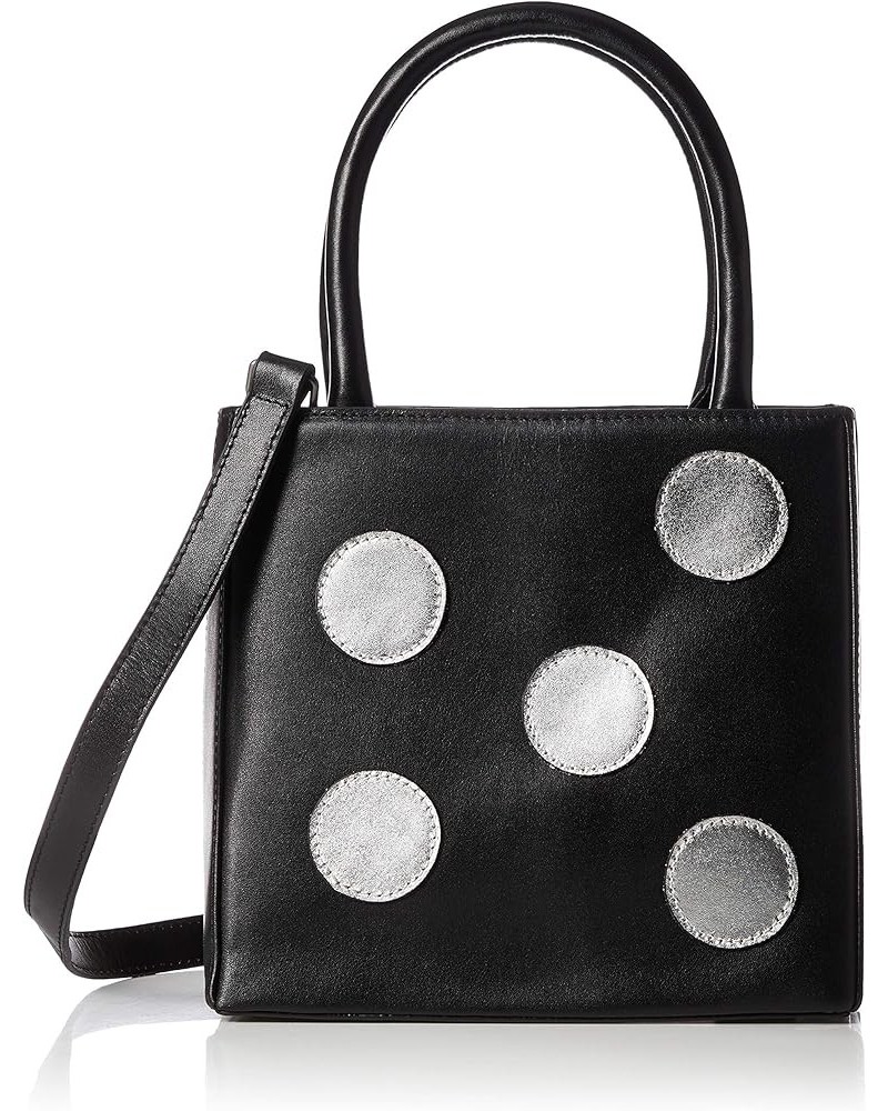 Leather Polka Dot Patchwork 2-Way Mini Tote Bag 10 Black $63.00 Totes