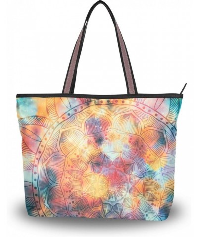 QMXO Ethnic Mandala Flower Art Handbags and Purse for Women Tote Bag Large Capacity Top Handle Shopper Shoulder Bag $13.57 Totes