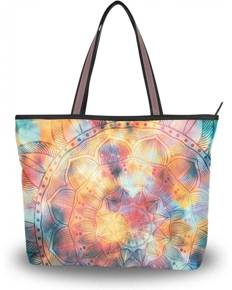 QMXO Ethnic Mandala Flower Art Handbags and Purse for Women Tote Bag Large Capacity Top Handle Shopper Shoulder Bag $13.57 Totes