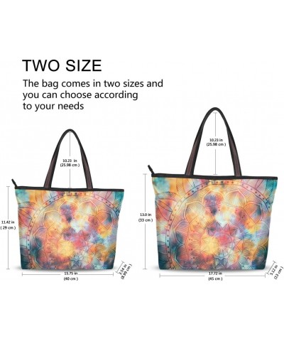 QMXO Ethnic Mandala Flower Art Handbags and Purse for Women Tote Bag Large Capacity Top Handle Shopper Shoulder Bag $13.57 Totes