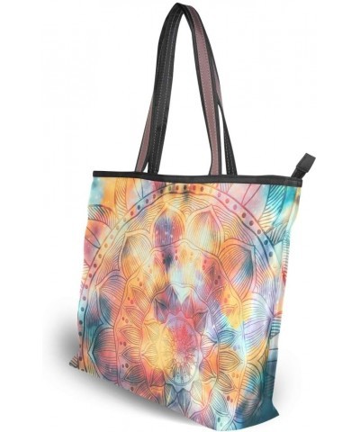 QMXO Ethnic Mandala Flower Art Handbags and Purse for Women Tote Bag Large Capacity Top Handle Shopper Shoulder Bag $13.57 Totes