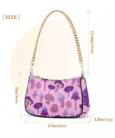 Shoulder Bag Mushroom Fungus Purple Cute Women Clutch Handbag Shoulder Purch Boho Bag Date Chain Bag Tote Bag Spring Holiday ...