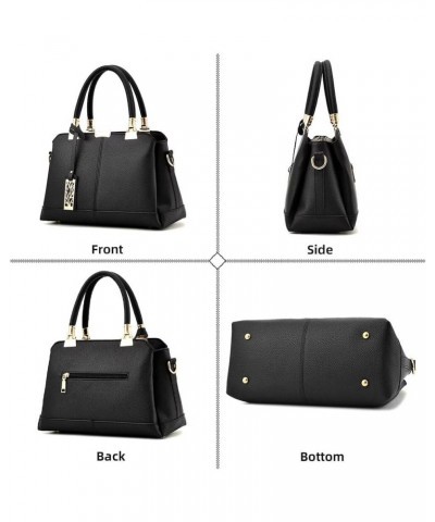 Satchel Handbag for Women Leather Tote Bag Multi-Pocket Top Handle Bag Stylish Crossbody Bag Designer Shoulder Handbag Black ...