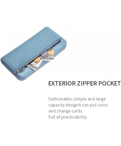 Zipper Long Wallet for Women, Genuine Leather RFID Blocking Card Holder Large Capacity Wristlet Purse Cellphone Bag Fashion C...