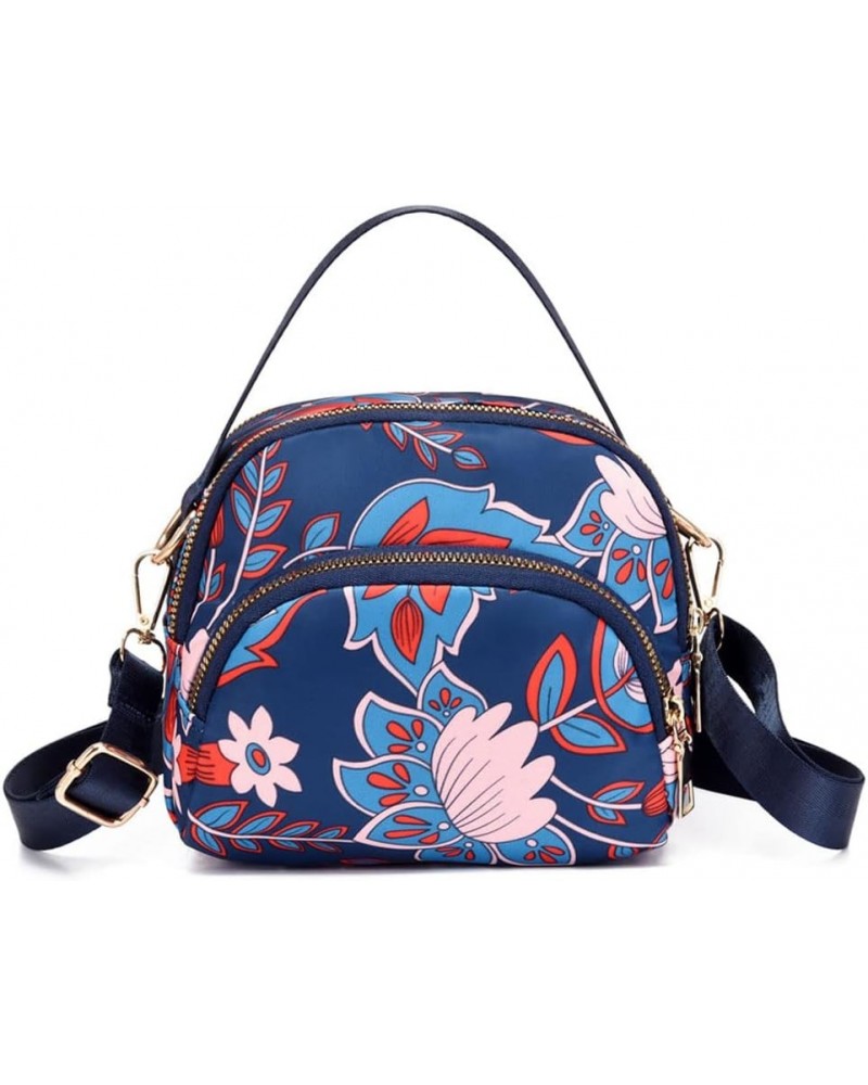 Waterproof Nylon Women Crossbody Bag Flower Small Travel Shoulder Messenger Handbag with Hand Carry Blue Red Flower $10.82 Sh...