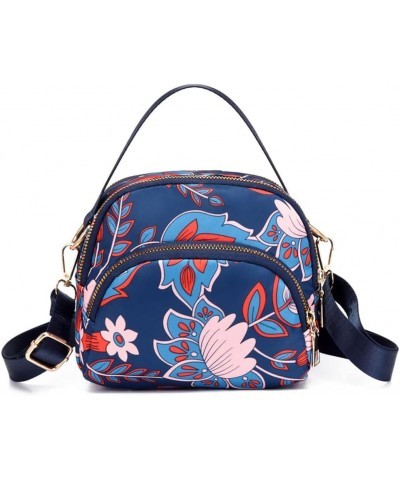 Waterproof Nylon Women Crossbody Bag Flower Small Travel Shoulder Messenger Handbag with Hand Carry Blue Red Flower $10.82 Sh...