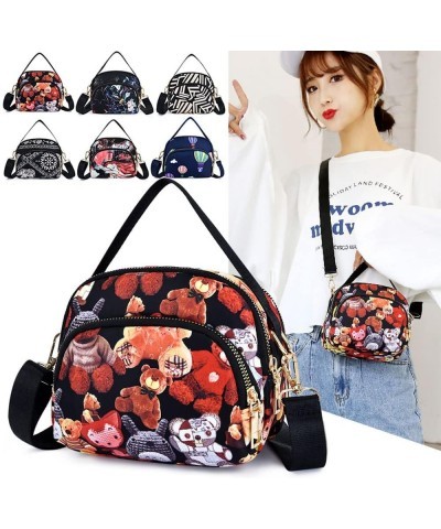 Waterproof Nylon Women Crossbody Bag Flower Small Travel Shoulder Messenger Handbag with Hand Carry Blue Red Flower $10.82 Sh...