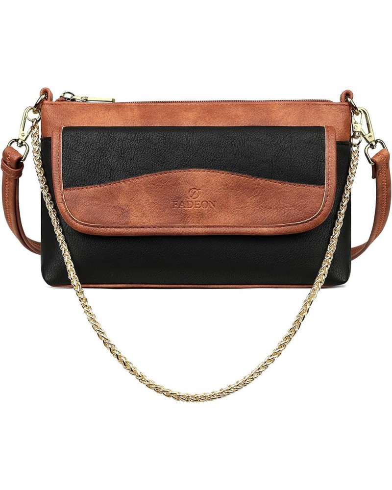 Small Crossbody Bags for Women Trendy, Vegan Leather Clutch Wristlet Purses Designer Shoulder Handbag Black Brown2 $15.40 Wri...