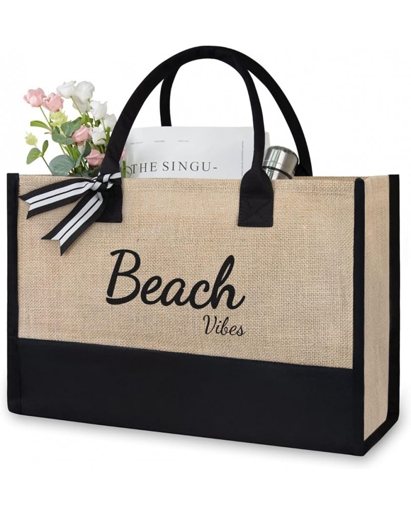 Initial Jute/Canvas Tote Bag, Personalized Present Bag, Suitable for Wedding, Birthday, Beach, Holiday, is a Great Gift for W...