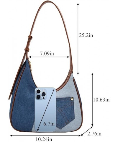 Women Large Denim Bag, Trendy Jean Purses for Women Y2K Denim Shoulder Bag Hobo Purses Handbags Light Blue $16.14 Hobo Bags