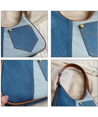 Women Large Denim Bag, Trendy Jean Purses for Women Y2K Denim Shoulder Bag Hobo Purses Handbags Light Blue $16.14 Hobo Bags