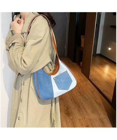 Women Large Denim Bag, Trendy Jean Purses for Women Y2K Denim Shoulder Bag Hobo Purses Handbags Light Blue $16.14 Hobo Bags