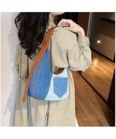 Women Large Denim Bag, Trendy Jean Purses for Women Y2K Denim Shoulder Bag Hobo Purses Handbags Light Blue $16.14 Hobo Bags